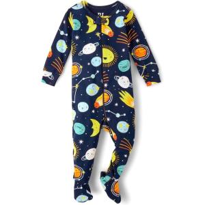 imageThe Childrens Place Baby Boys and Toddler Long Sleeve 100 Cotton ZipFront One Piece Footed PajamaSolar System