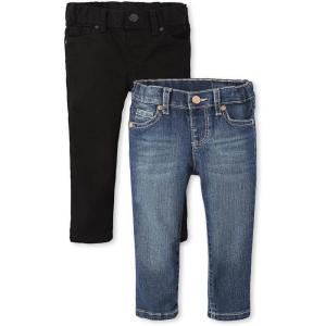 imageThe Childrens Place Baby Girls and Toddler Skinny JeansBlackBlue 2pack