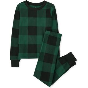 imageThe Childrens Place Family Matching Christmas and Holiday Pajama Sets CottonGreenBlack Check