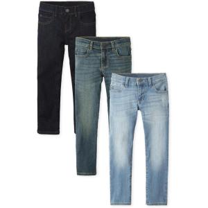 imageThe Childrens Place Straight Leg JeansBlackIndigoLight Blue 3pack
