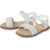 imageThe Childrens Place Girls Baby Toddler Flat Sandals with Adjustable Ankle Strap SlipperPastel Multicolor Braid