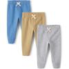 imageAnd Toddler Boy Active Striped Fleece Jogger Pants 2packBlueBrownGrey 3pack