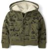 imageThe Childrens Place And Toddler Long Sleeve Sherpa Lined Zipfront Hoodie SweatshirtOlive Construction Trucks