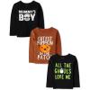 imageThe Childrens Place Baby Boys and Toddler DinoAnimalsSharks Long Sleeve Graphic TShirts3 PackMummys BoyCutest PumpkinGhouls Love