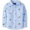 imageThe Childrens Place Baby Boys and Toddler Long Sleeve Cotton Poplin Button Up ShirtDino Blue