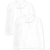 imageThe Childrens Place Baby Girls Toddler Multipack Long Sleeve Ruffle Pique PolosWhite 2pack