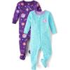 imageThe Childrens Place Baby Girls and Toddler 100 Cotton Long Sleeve Zip Front One Piece Footed PajamasSleep ampamp PlayPurple Planets