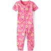 imageThe Childrens Place Baby Girls and Toddler Snug Fit 100 Cotton Short Sleeve ZipFront One Piece Footless PajamaDaisy Pink
