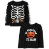 imageThe Childrens Place Baby and Toddler All HolidaysBirthdays Long Sleeve Graphic TShirts2 PackHandsome ScarySkeleton