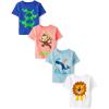 imageThe Childrens Place Baby and Toddler Boys Animal Short Sleeve Graphic TShirts MultipackAlligatorMonkeyWhaleLion 4pack