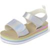 imageThe Childrens Place Girls Baby Toddler Platform Sandals with Adjustable Ankle StrapSilver Multi