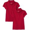 imageThe Childrens Place Girls Uniform Pique PoloRuby 2pack