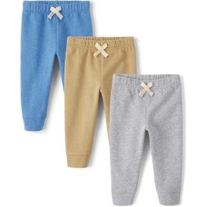 imageAnd Toddler Boy Active Striped Fleece Jogger Pants 2packBlueBrownGrey 3pack