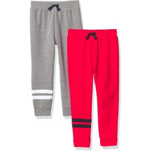 imageAnd Toddler Boy Active Striped Fleece Jogger Pants 2packRedHeather Gray Single