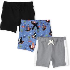 imageThe Childrens Place Baby Boys Athletic and Everyday ShortsHgrey BlackPirates 3pack