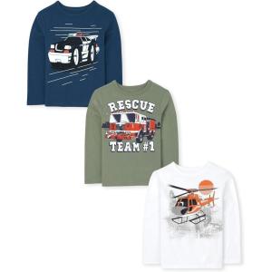 imageThe Childrens Place Baby Boys Dino Long Sleeve Graphic TShirtsPolice Car Rescue TeamHelicopter
