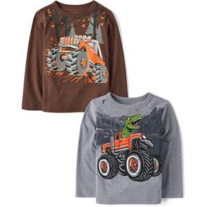 imageThe Childrens Place Baby Boys and Toddler Assorted Everyday Long Sleeve Graphic TShirtsmultipacksMonster TruckDino Monster Truck