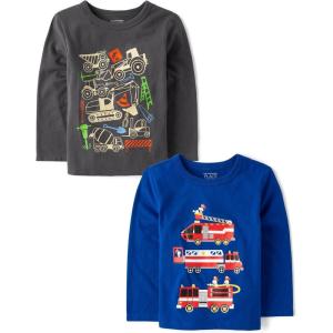 imageThe Childrens Place Baby Boys and Toddler Assorted Everyday Long Sleeve Graphic TShirtsmultipacksRescue VehiclesContruction