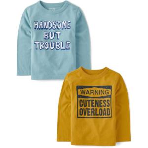 imageThe Childrens Place Baby Boys and Toddler Assorted Everyday Long Sleeve Graphic TShirtsmultipacksWarning CutenessHandsome Trouble