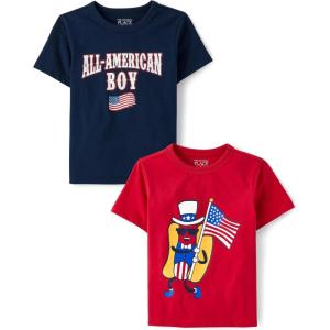 imageThe Childrens Place Baby Boys and Toddler Assorted Everyday Short Sleeve Graphic TShirtsmultipacksAll American BoyHot Dog