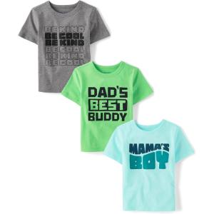 imageThe Childrens Place Baby Boys and Toddler Assorted Everyday Short Sleeve Graphic TShirtsmultipacksBe CoolDads BuddyMamas Boy