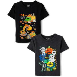 imageThe Childrens Place Baby Boys and Toddler Assorted Everyday Short Sleeve Graphic TShirtsmultipacksCandy ConstructionTrick Or Treat