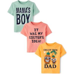 imageThe Childrens Place Baby Boys and Toddler Assorted Everyday Short Sleeve Graphic TShirtsmultipacksMamas BoySisters IdeaChillin Dad