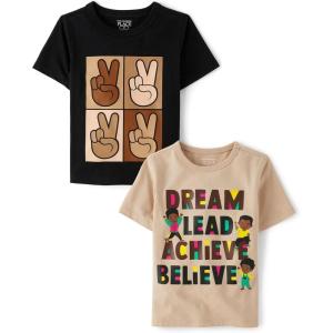 imageThe Childrens Place Baby Boys and Toddler Assorted Everyday Short Sleeve Graphic TShirtsmultipacksPeace SignDream Lead Achieve Believe