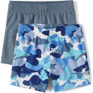 imageThe Childrens Place Baby Boys and Toddler Athletic Basketball ShortsBlueShark 2pack