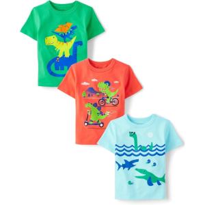 imageThe Childrens Place Baby Boys and Toddler Dino Short Sleeve Graphic TShirtsmultipacksDino BikeDinoSea Creature