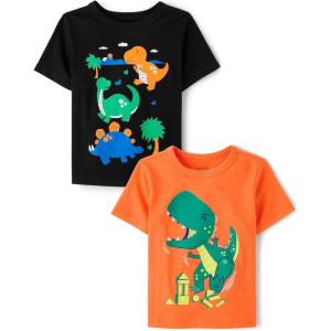 imageThe Childrens Place Baby Boys and Toddler Dino Short Sleeve Graphic TShirtsmultipacksDinoDino Blocks