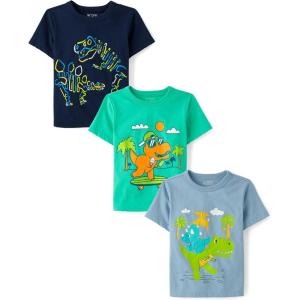 imageThe Childrens Place Baby Boys and Toddler Dino Short Sleeve Graphic TShirtsmultipacksDinos 3pack