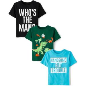 imageThe Childrens Place Baby Boys and Toddler Dino Short Sleeve Graphic TShirtsmultipacksThe ManDinosHandsome Trouble