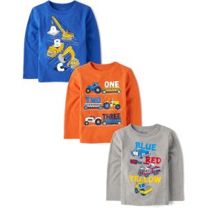 imageThe Childrens Place Baby Boys and Toddler DinoAnimalsSharks Long Sleeve Graphic TShirts3 PackAlphabetColorNumber Vehicles