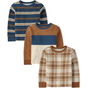 imageThe Childrens Place Baby Boys and Toddler Long Sleeve Everyday Casual Knit ShirtFedreal Blue Harvest 3pack