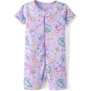 imageThe Childrens Place Baby Girls and Newborn 100 Cotton Short Sleeve Zip Front One Piece Footless PajamasDoodle Print
