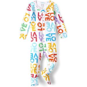 imageThe Childrens Place Baby Girls and Toddler 100 Cotton Long Sleeve Zip Front One Piece Footed PajamasSleep ampamp PlayLove