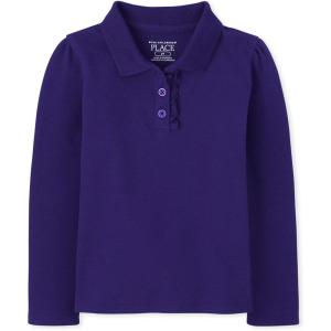 imageThe Childrens Place Baby Girls and Toddler Girls Long Sleeve Ruffle Pique Polo Regal Violet 3T
