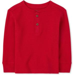 imageThe Childrens Place Baby Toddler Boys Long Sleeve Thermal Henley TopClassic Red