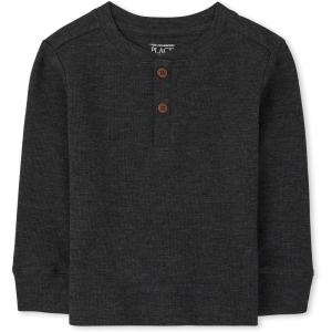 imageThe Childrens Place Baby Toddler Boys Long Sleeve Thermal Henley TopPitch Black