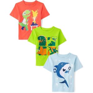 imageThe Childrens Place Baby Toddler Boys Short Sleeve Graphic TShirt Cabana CoralCLOUDLESSLollipop Lime