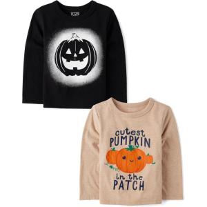 imageThe Childrens Place Baby and Toddler All HolidaysBirthdays Long Sleeve Graphic TShirts2 PackCutest PumpkinJackolantern
