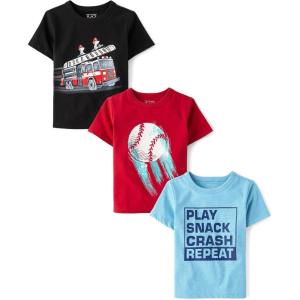 imageThe Childrens Place Baby and Toddler Boys Family Short Sleeve Graphic TShirts MultipackPlay RepeatFire TruckBaseball