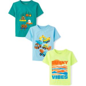 imageThe Childrens Place Baby and Toddler Boys Family Short Sleeve Graphic TShirts MultipackSunny VibesCampTrucks