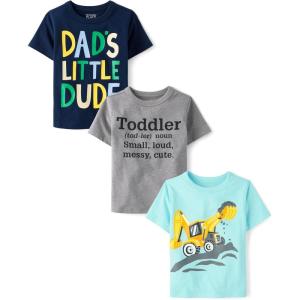 imageThe Childrens Place Baby and Toddler Boys Family Short Sleeve Graphic TShirts MultipackToddler DefExcavatorDads Little