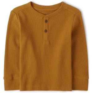 imageThe Childrens Place Boys and Toddler Long Sleeve Thermal Henley ShirtHoney Comb