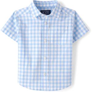 imageThe Childrens Place Boys and Toddler Poplin Short Sleeve Button Down ShirtBreeze Plaid