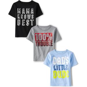 imageThe Childrens Place Boys and Toddler School Days Short Sleeve Graphic TShirtsmultipacksMama KnowsTroubleDad Dude 3pack