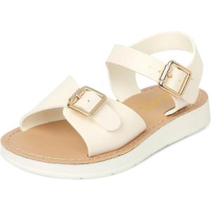 imageThe Childrens Place Girls Baby Toddler Platform Sandals with Adjustable Ankle StrapWhite Flatform
