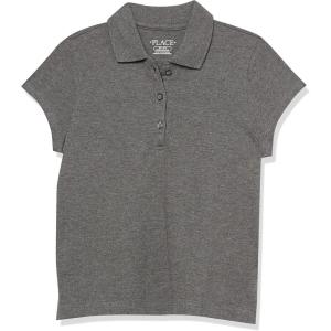 imageThe Childrens Place Girls Uniform Pique PoloDk Heather Gray Single